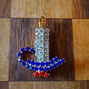 Vintage Rhinestone Candle Brooch